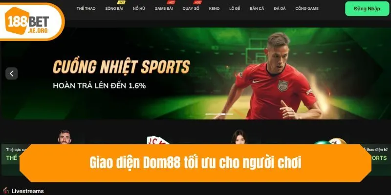 Giao diện Dom88 tối ưu cho người chơi